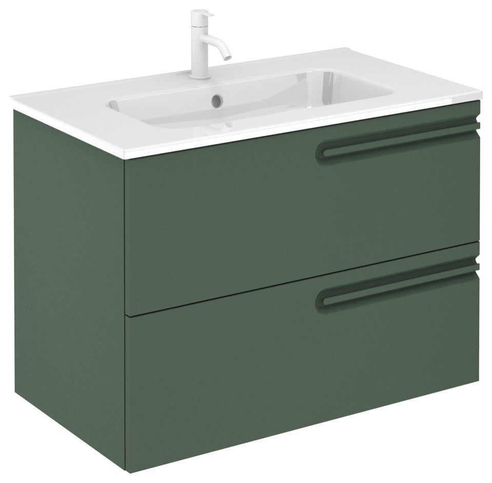 Econic Collection 2 Drawer Vanity, Green Forest, 32", With Enzo Sink Top