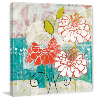 "Orange Dahlia 2" Painting Print on Wrapped Canvas