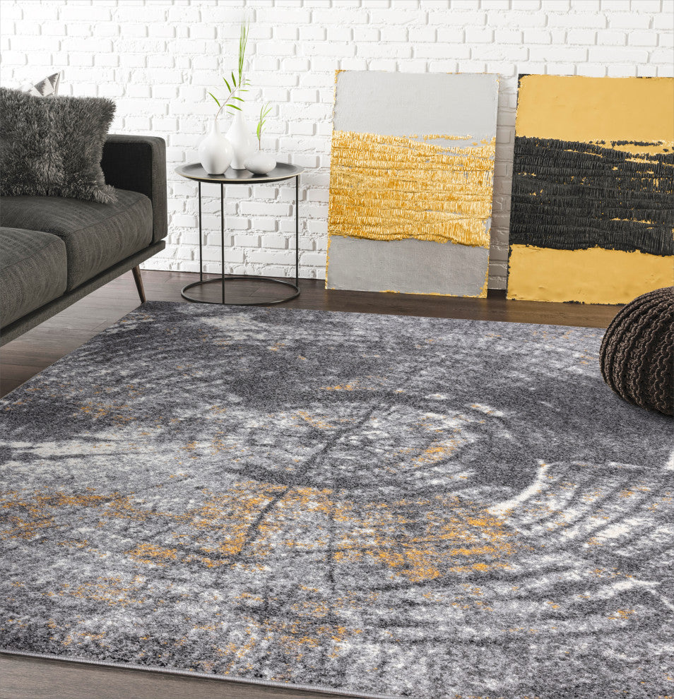 Abani Laguna LAG140A Grey Fractured Wood Area Rug
