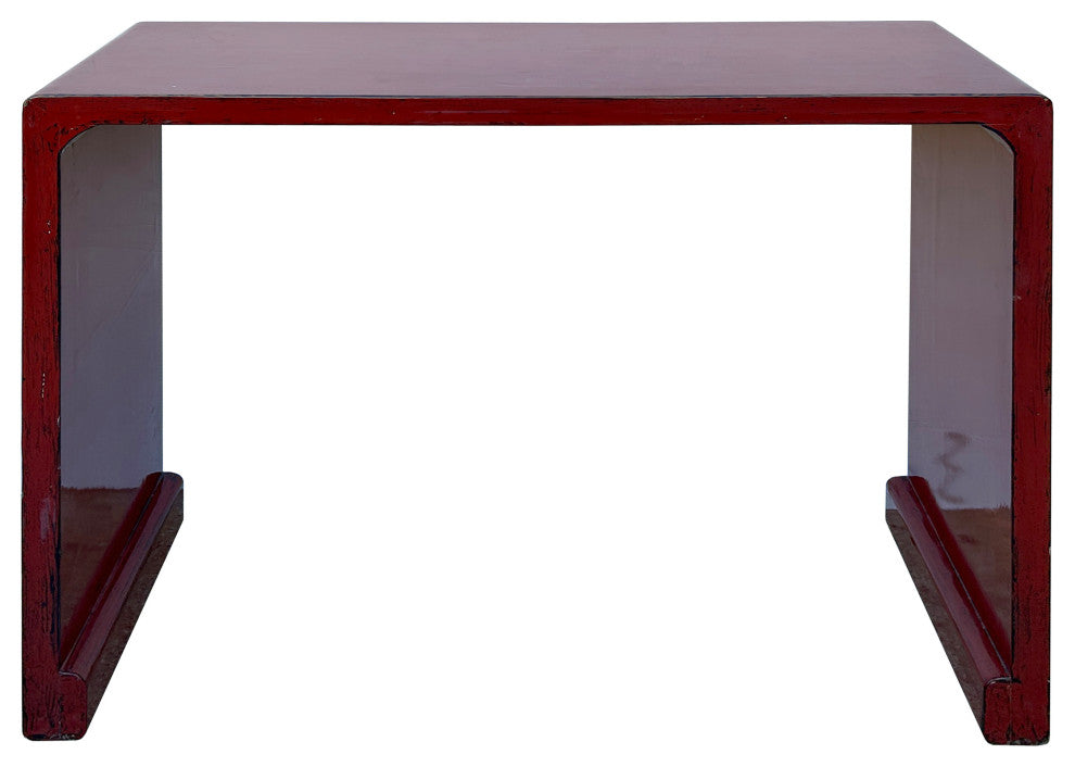 Gloss Brick Blood Red Lacquer Rectangular Console Foyer Side Table