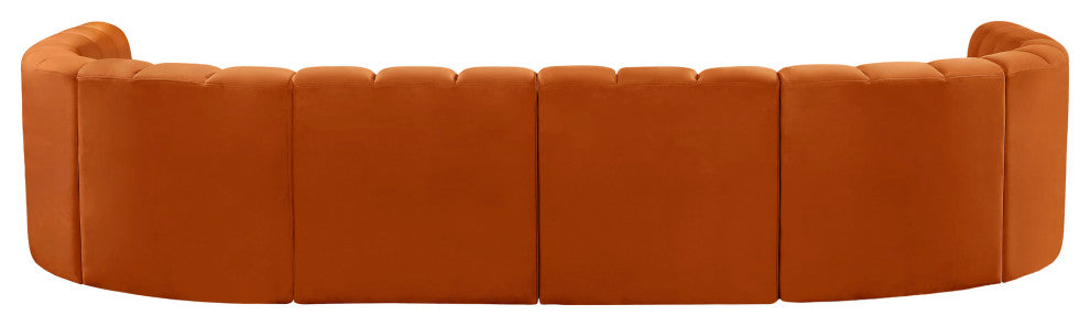 Arc Velvet Upholstered 8-Pc. U-Shaped Modular Sectional, Cognac