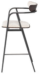 Fabric Counter Stool Black Steel Oak Wood Morden Stool, Shell