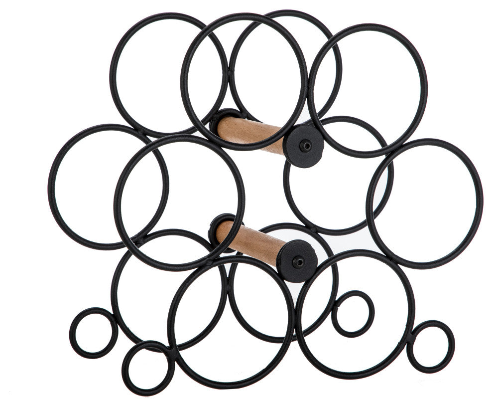 Home Zone Living Wine Rack for Countertop, Holds up to 6-Bottles, Black
