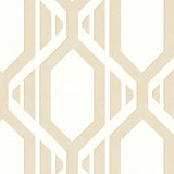 Shades, Damask Geometric Graphic White, Beige Wallpaper Roll