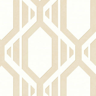Shades, Damask Geometric Graphic White, Beige Wallpaper Roll