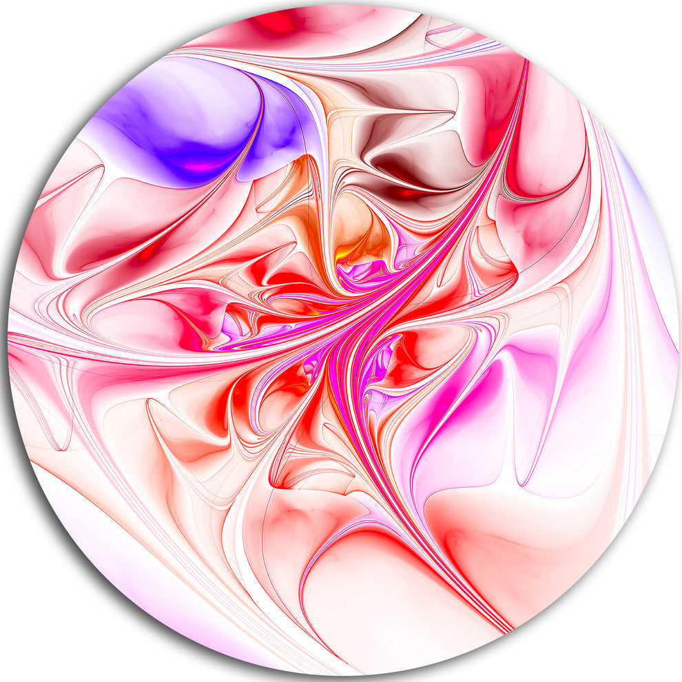 Unique Red Fractal Design Pattern, Abstract Disc Metal Wall Art, 36"