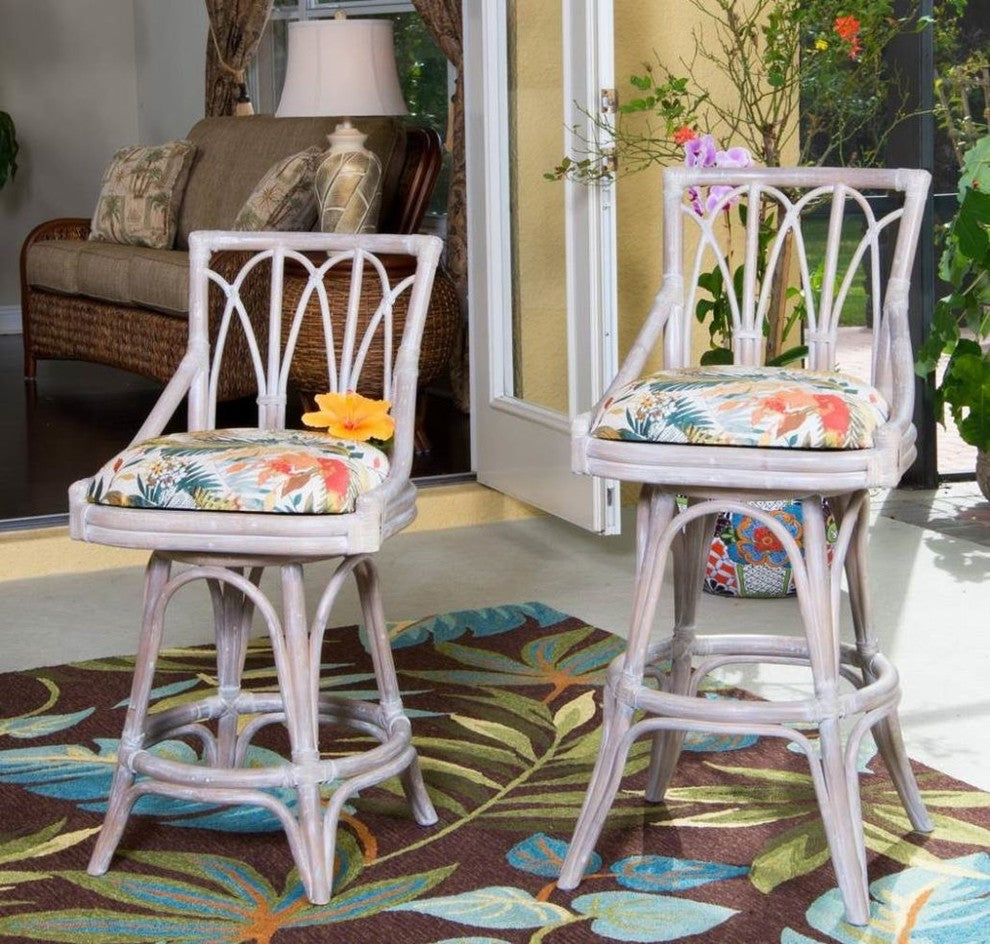 Cuba 30" Swivel Barstool Armless In Rustic Driftwood, Seaworld Sand