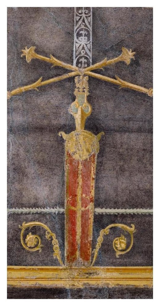 "Wall Fragment with Architectural Motifs on Black Ground" Paper Art, 26"x50"
