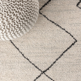 Zaina Moroccan Beni Souk Area Rug, Cream/Black, 2'x8'