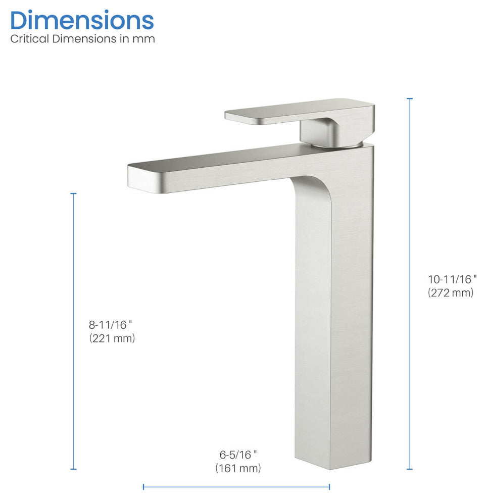 Blaze-T Single Handle Bathroom Vessel Sink Faucet, Brushed Nickel