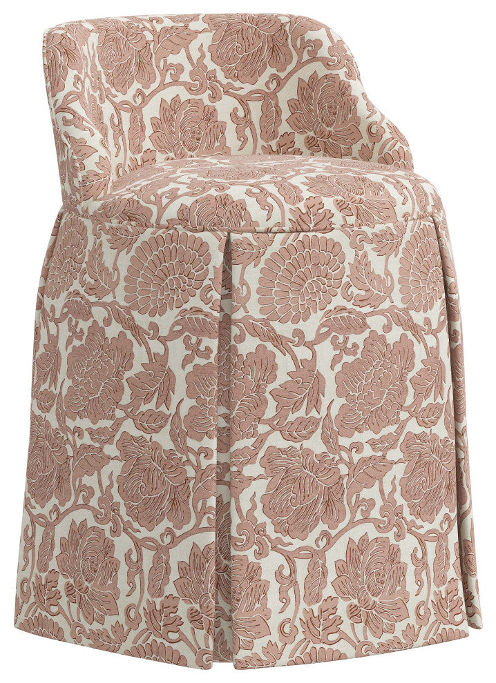 Skirted Vanity Chair, Japanais Dusty Pink