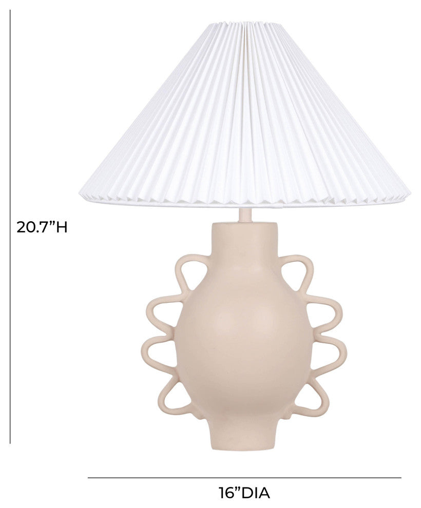 Hazza Pleated Table Lamp, Cream