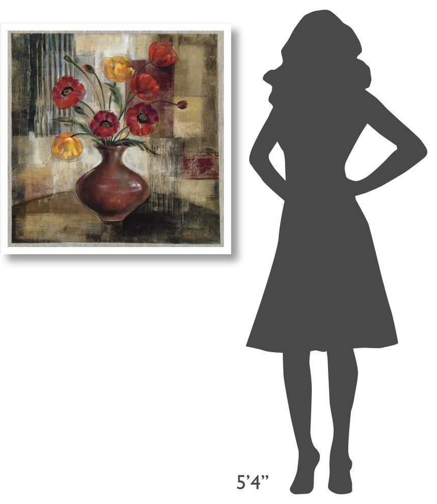 "Poppies in a Copper Vase I" Digital Paper Print by Silvia Vassileva, 32"x32"