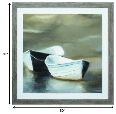 30" X 30" Woodtoned Frame Boat Friends