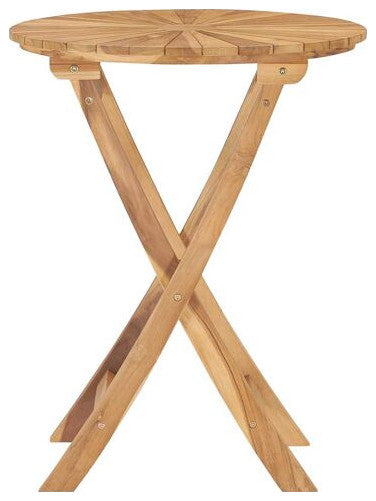 vidaXL Solid Teak Wood Folding Patio Table Outdoor Balcony Dining Dinner Yard