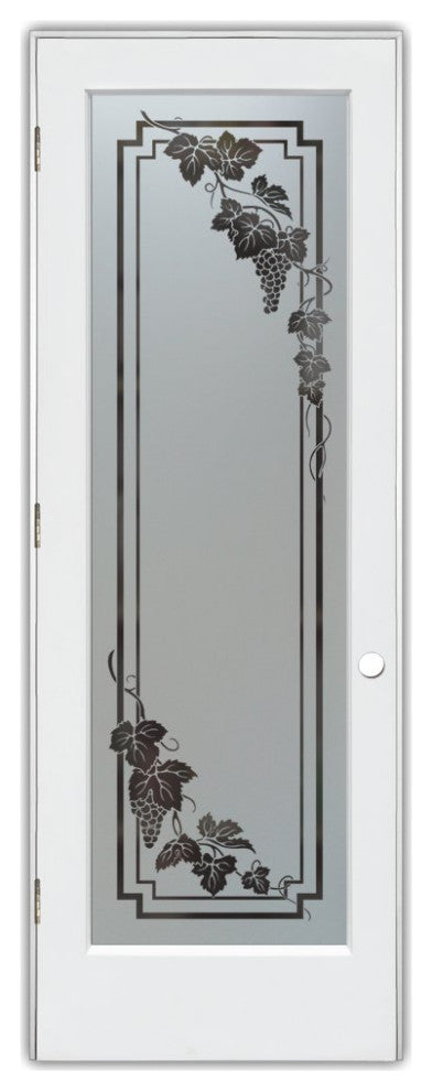 Pantry Door - Vineyard Grapes Cascade - Primed - 30" x 96" - Knob on Right -...