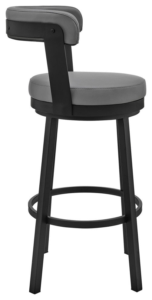 3-Piece Counter Height Dining Set In Black Metal and Gray Faux Leather