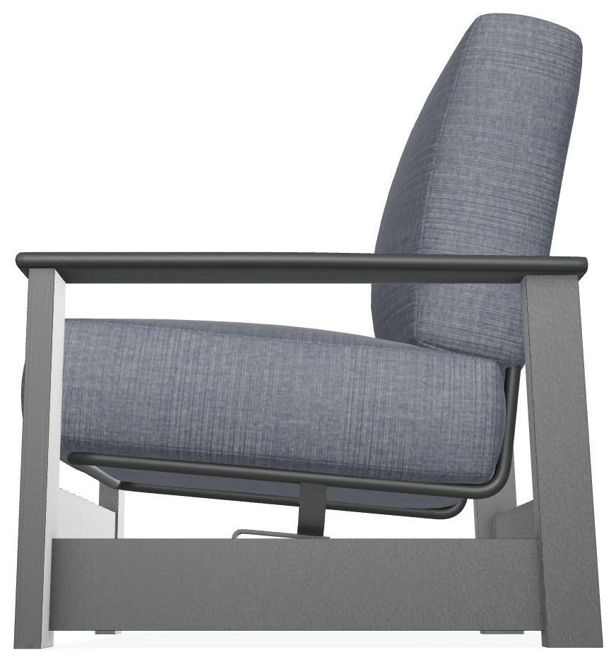 Leeward Deep Seat Outdoor Armchair with Hidden Motion, Proven Denim/Graphite
