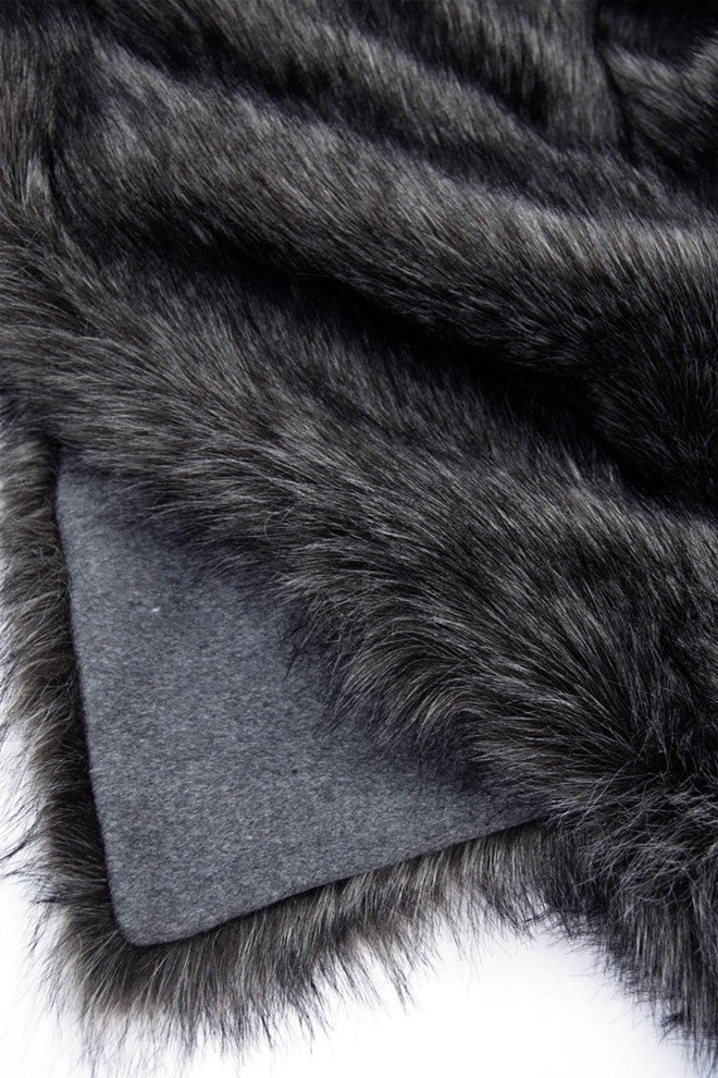 LUZIO Silver Fox Vegan Faux Fur Rug/Throw 55.1x78.7