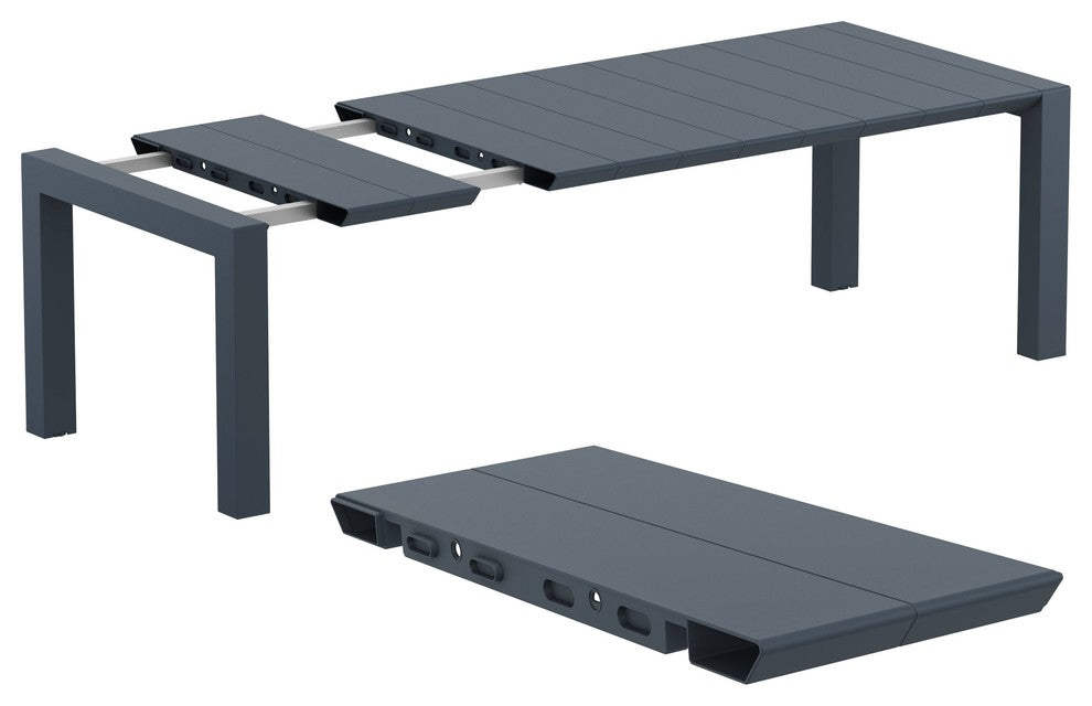 Compamia Vegas 70"-86" Extendable Dining Table, Wicker Dark Gray