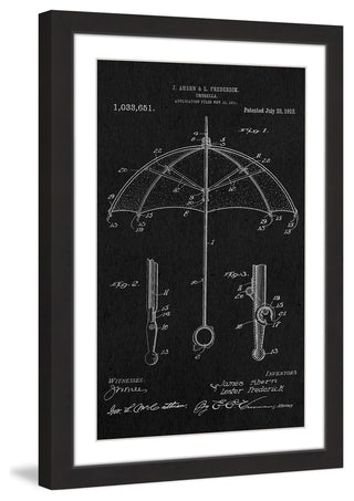 "Umbrella 1912 Black Paper" Framed Painting Print