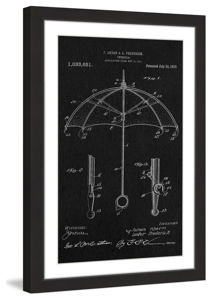 "Umbrella 1912 Black Paper" Framed Painting Print