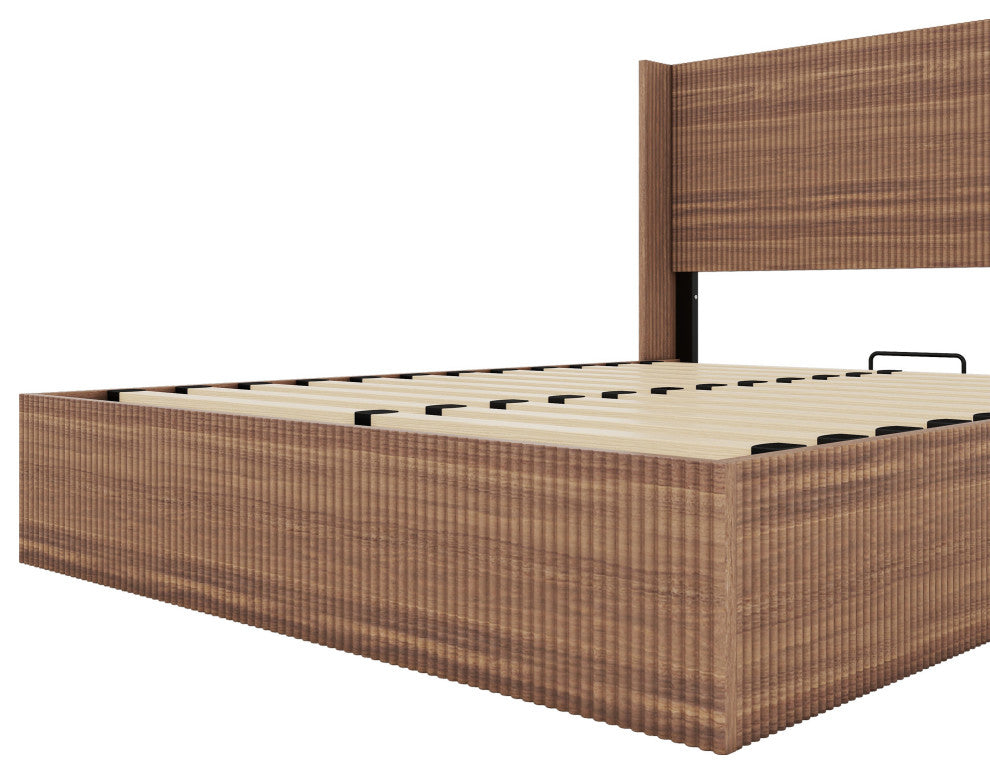 Gewnee Large grooved undulating lift storage bed frame