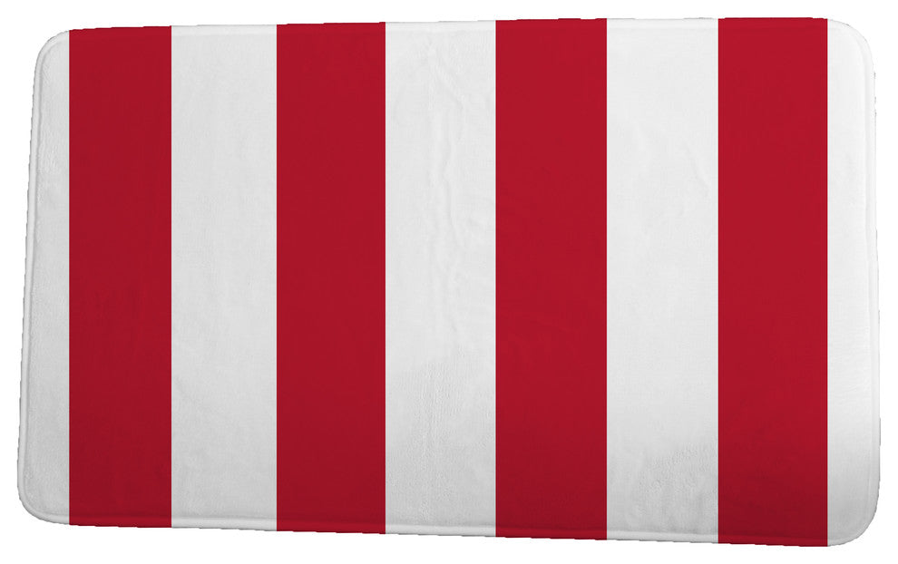 Nantucket Rugby Stripe Stripe Print Bath Mat, Red, 17"x24"