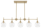 Xidane Alturas Gold, Clear Glass 5 Light Linear Chandelier Light
