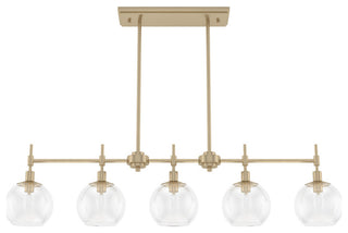 Xidane Alturas Gold, Clear Glass 5 Light Linear Chandelier Light