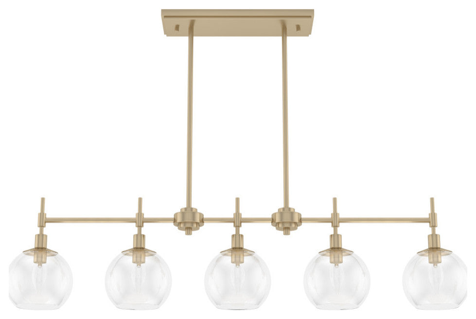 Xidane Alturas Gold, Clear Glass 5 Light Linear Chandelier Light