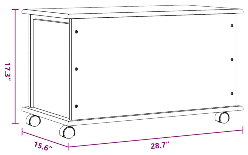 vidaXL Storage Chest Storage Trunk Toy Box with Wheels ALTA Solid Wood Pine, Natural, 1 Pcs