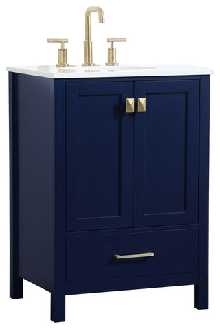 Isabel Single Bathroom Vanity, Blue, 24", Without Backsplash