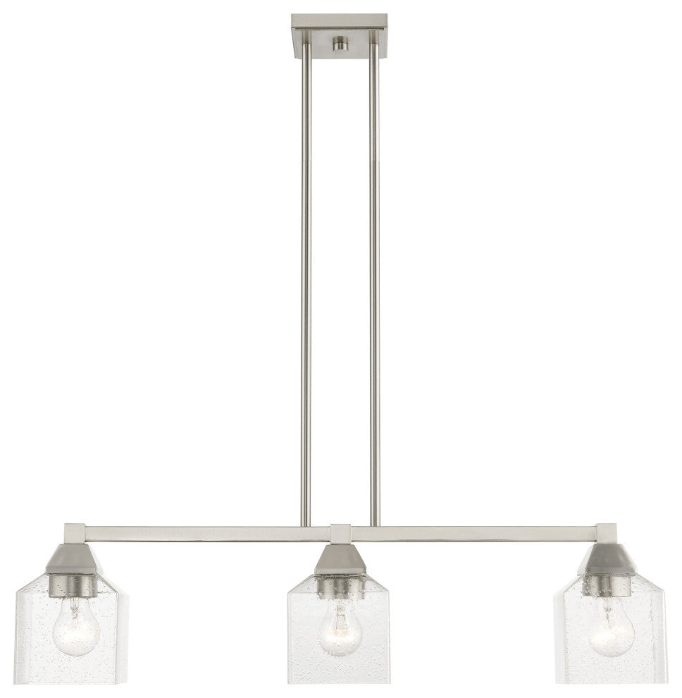 Aragon 3 Light Brushed Nickel Linear Chandelier
