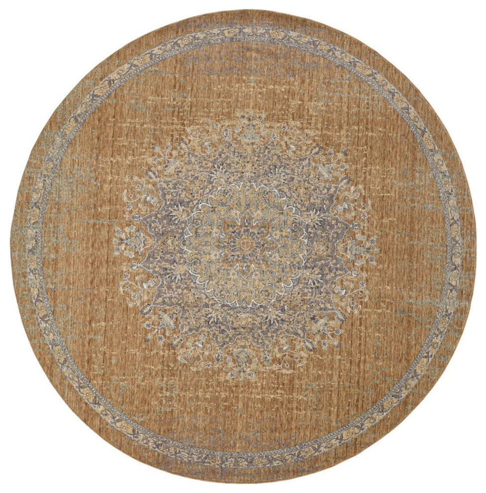 KAS Ria 6824 Coffee Elegance Area Rug, 9' Round