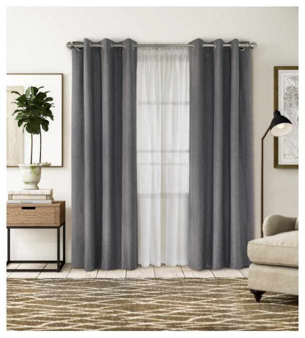 CommonWealth Home FashionsBlackout Curtain Rod Extendable 72"-144" Nickel