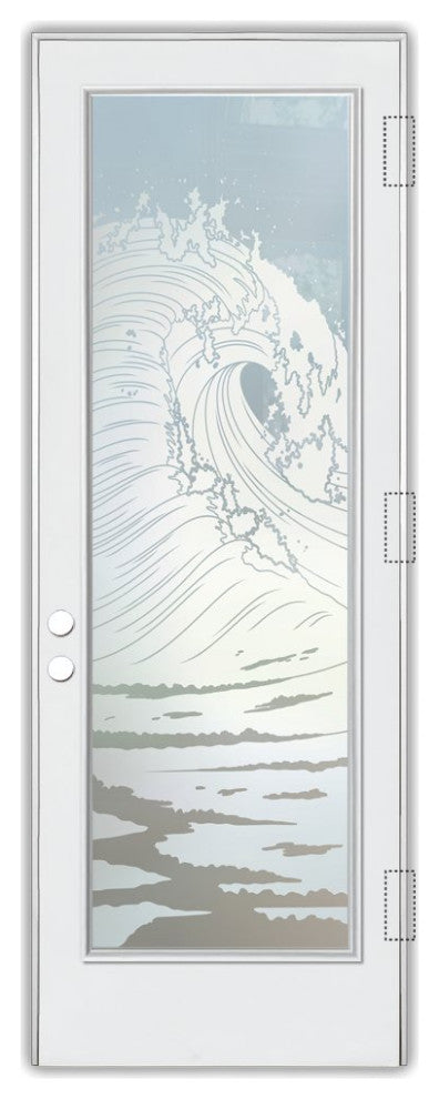 Front Door - Curl - Fiberglass Smooth - 36" x 80" - Knob on Left - Push Open