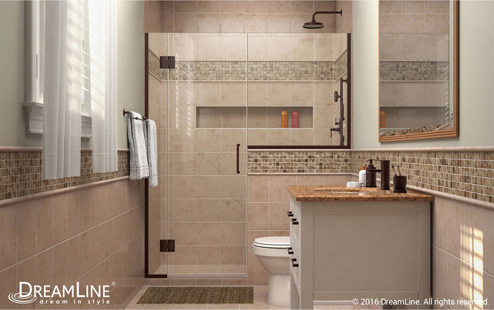 Unidoor Plus 48 1/2 - 49"Wx72"H Frameless Hinged Shower Door, Satin Black