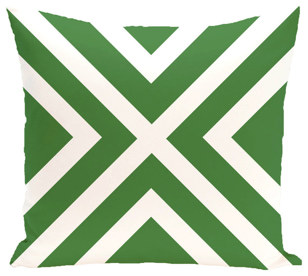 "x" Marks The Spot Stripes Print Pillow, Leaf Green, 18"x18"