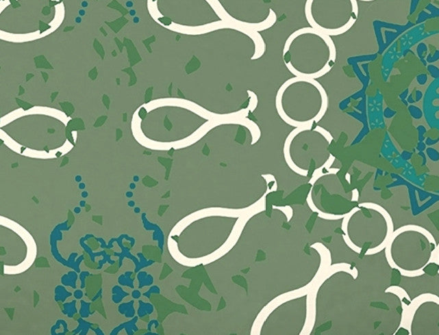 Sun Tile Geometric Print Bath Towel, Green