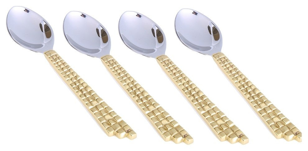Classic Touch  Dessert Spoons With Mosaic Design, Set of 4