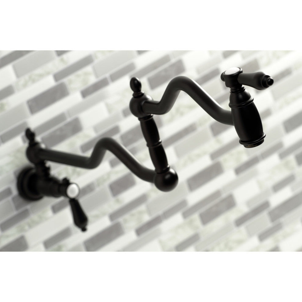 Kingston Brass KS2100BAL Heirloom Wall Mount Pot Filler, Matte Black