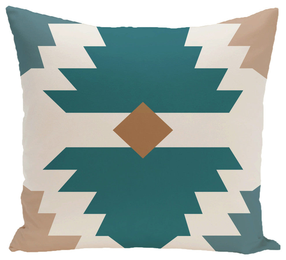 Mesa Geometric Print Pillow, Aqua, 26"x26"
