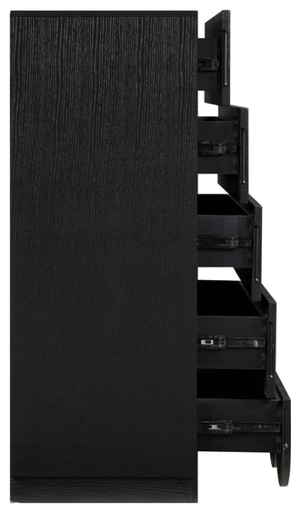Scallop Oak Veneer Chest, Black, Chest