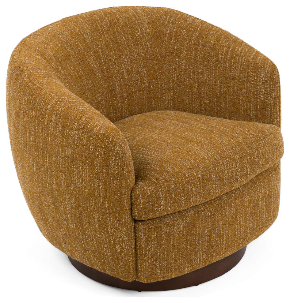 Divani Casa Wendt Modern Mustard Fabric Swivel Accent Chair