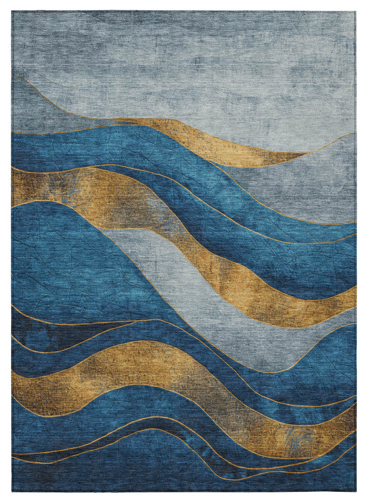 Machine Washable Indoor/Outdoor Chantille ACN1892 Blue 10' x 14' Rug