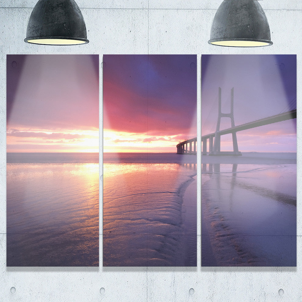 "Colorful Vasco Da Gama Bridge" Metal Wall Art, 3 Panels, 36"x28"