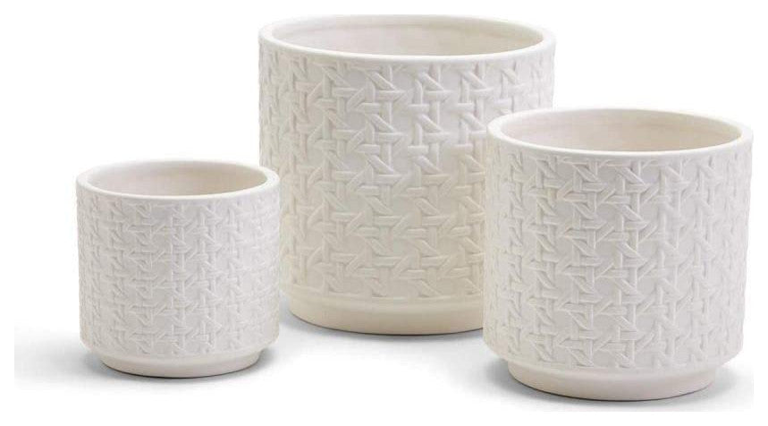 Two's Company Embossed Cane Webbing Pattern Planter, Set of 3