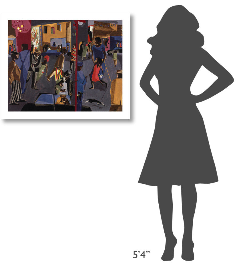 "Fulton and Nostrand, 1958" Digital Paper Print by Jacob Lawrence, 32"x26"