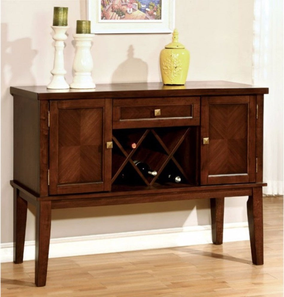 Hillsview I Transitional Style Server, Brown Cherry